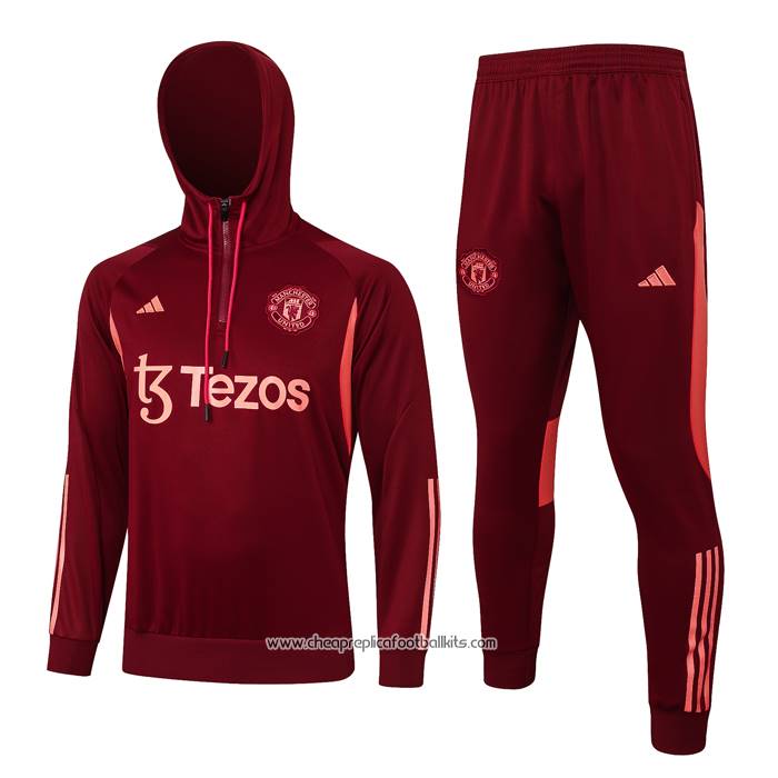 Sweatshirt Tracksuit Manchester United 2023-2024 Kid Dark Red